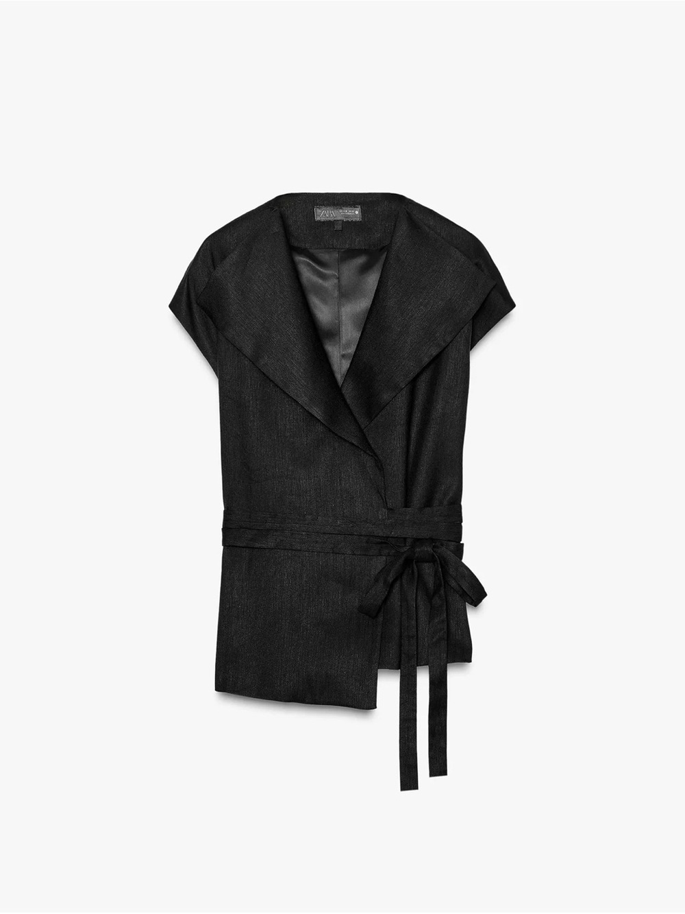 Zara Black Sleeveless Wrap Top